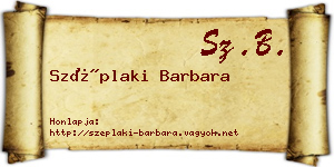 Széplaki Barbara névjegykártya